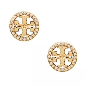 round crystal tory burch stud earrings